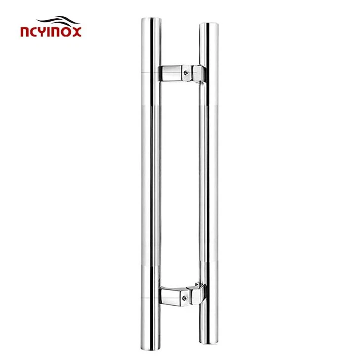 JM-705 Black Round Shape Horseshoe Entry Glass Door Commercial Push Pull Handle Double Side Sliding Door Handle